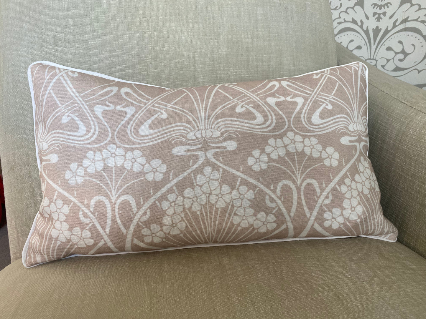 Liberty Art Nouveau design linen pink cushion