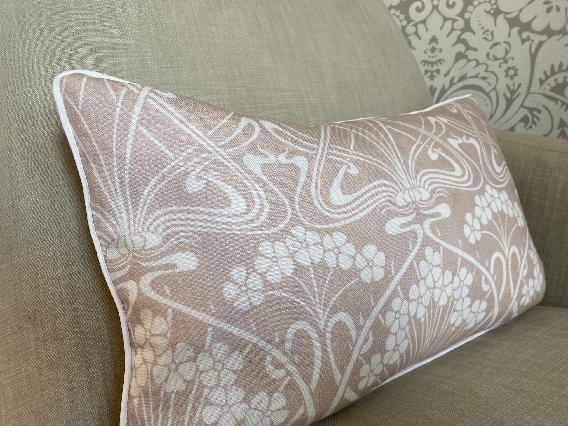 Liberty Art Nouveau design linen pink cushion