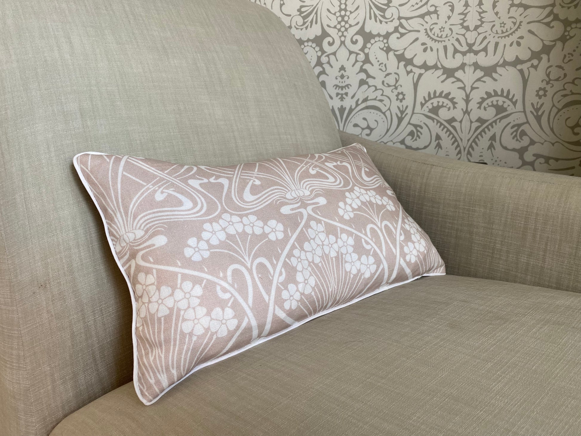 Liberty Art Nouveau design linen pink cushion