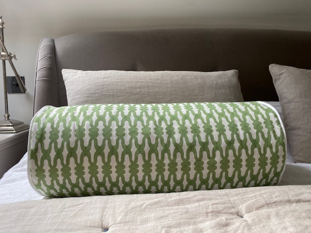 Green Bolster cushion 48cm x 20cm dia