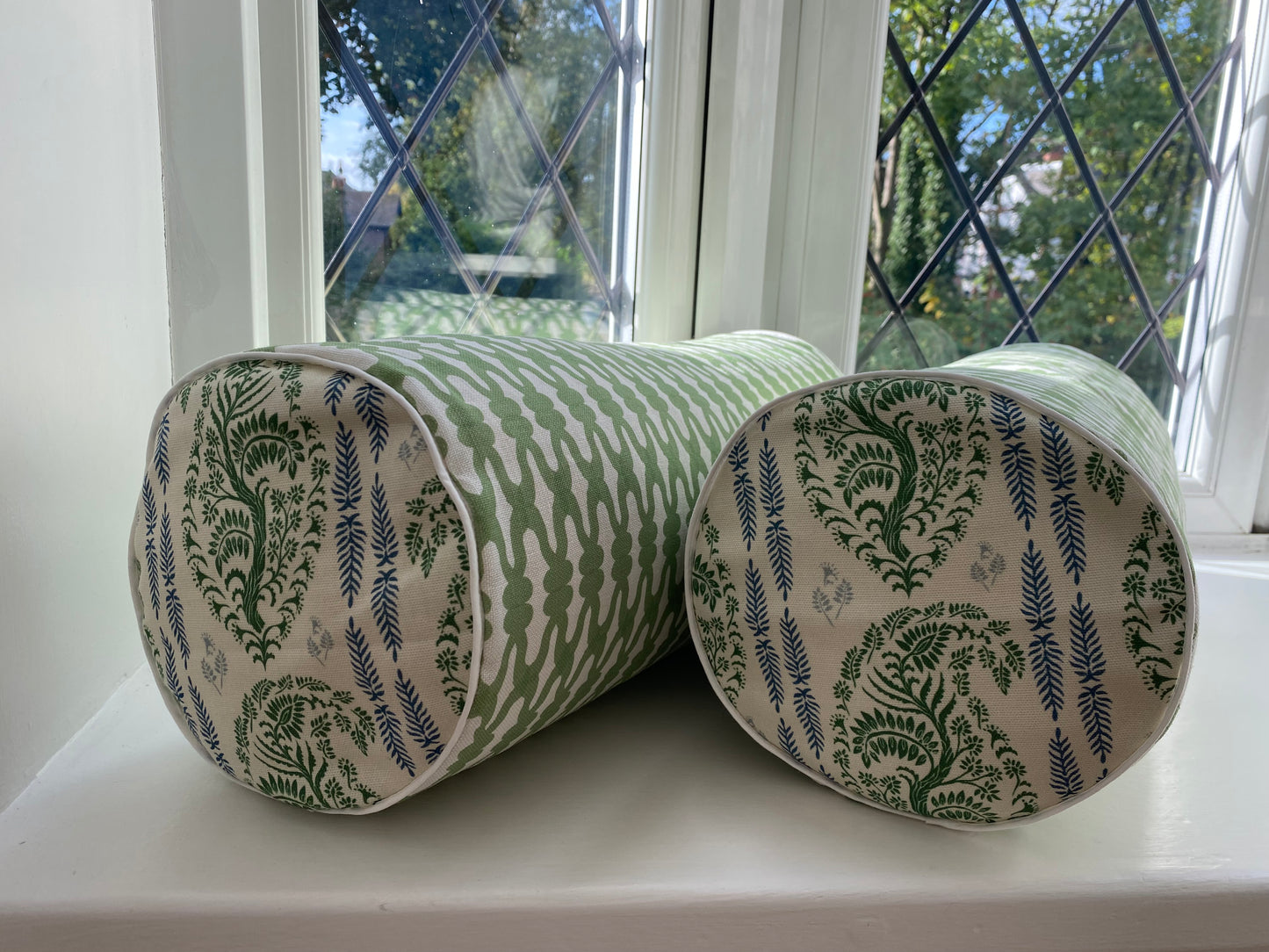 Green Bolster cushion 48cm x 20cm dia